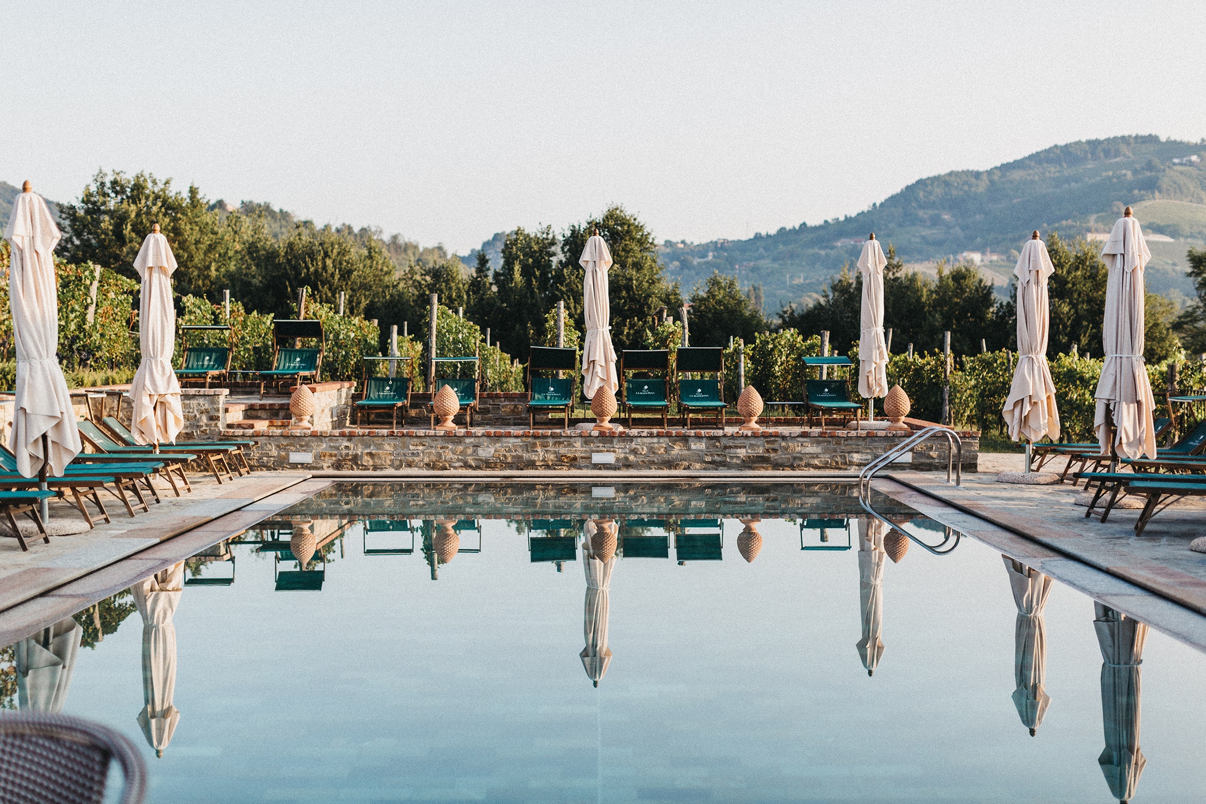 Pool with landscape in background