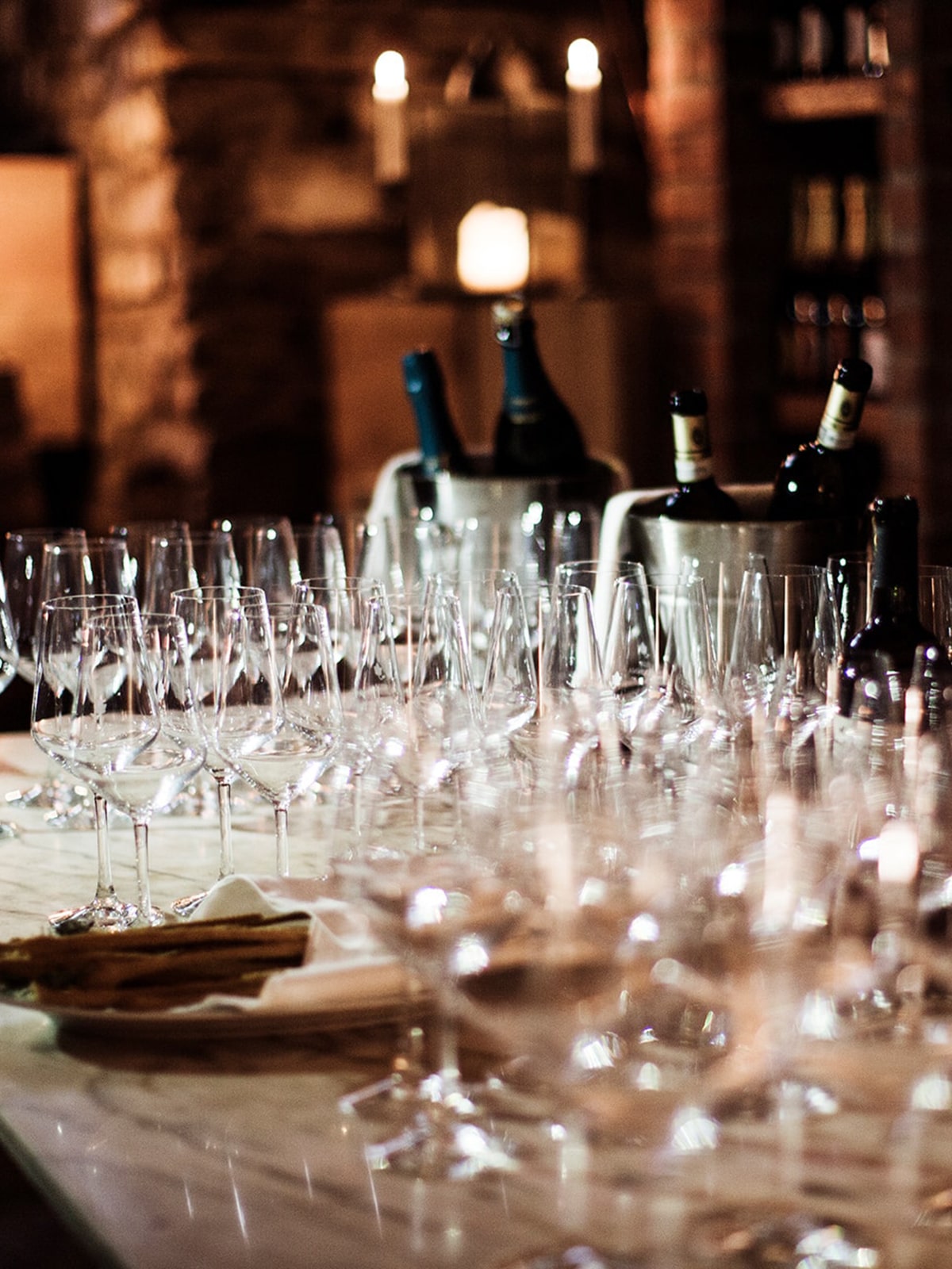 Table with glasses and wine