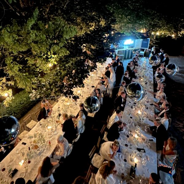 Long tables at a wedding